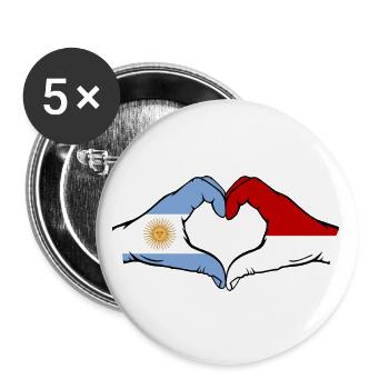 Argentine Indonésie Drapeau Mains Coeur Forme - Lot de 5 grands badges (56 mm) - blanc - Devant
