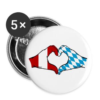 Peru Bavaria Flag Hands Heart Shape - Buttons large 2.2''/56 mm (5-pack) - white - Front