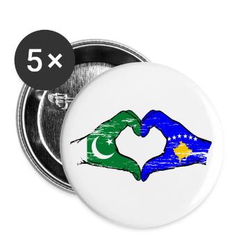Pakistan Kosovo drapeau mains forme de coeur utilisé - Lot de 5 grands badges (56 mm) - blanc - Devant