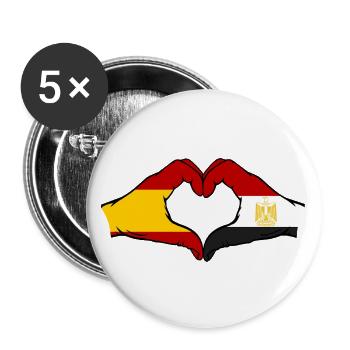 Spain Egypt Flag Hands Heart Shape - Buttons large 2.2''/56 mm (5-pack) - white - Front