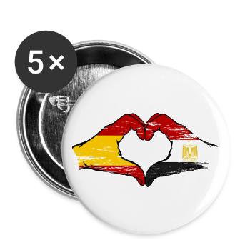 Spain Egypt Flag Hands Heart Shape Used - Buttons large 2.2''/56 mm (5-pack) - white - Front