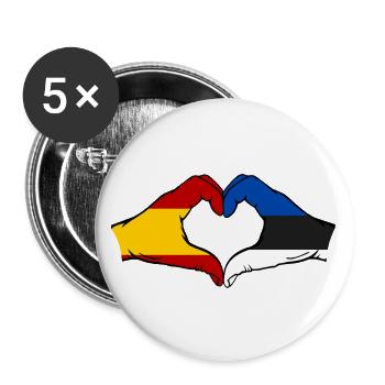 Spain Estonia Flag Hands Heart Shape - Buttons large 2.2''/56 mm (5-pack) - white - Front