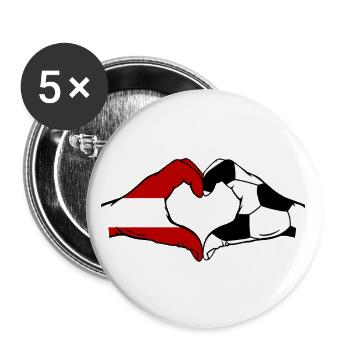 Austria Football Flag Hands Heart Shape - Buttons large 2.2''/56 mm (5-pack) - white - Front