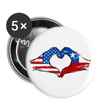 États-Unis Chili drapeau main coeur forme utilisé - Lot de 5 grands badges (56 mm) - blanc - Devant