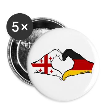 Géorgie Allemagne Drapeau Mains Coeur Forme - Lot de 5 grands badges (56 mm) - blanc - Devant