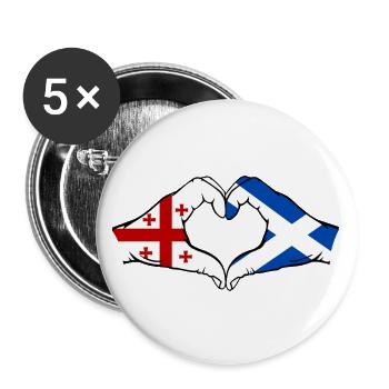Georgien Schottland Flagge Haende Herzform - Buttons groß 56 mm (5er Pack) - Weiß - Vorne