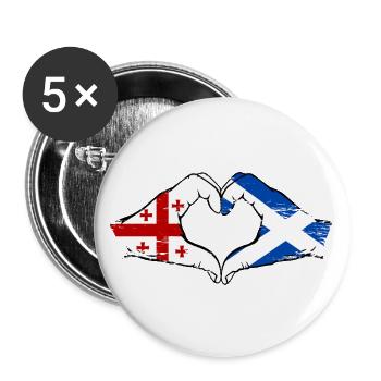 Géorgie Ecosse Drapeau Mains Coeur Forme Utilisé - Lot de 5 grands badges (56 mm) - blanc - Devant