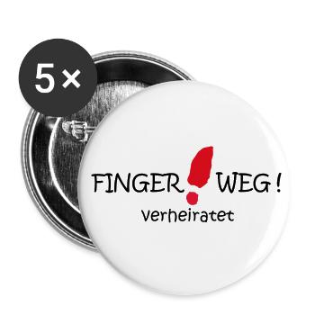 finger weg - verheiratet - Buttons groß 56 mm (5er Pack) - Weiß - Vorne