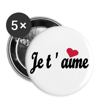 Je t 'aime - Buttons large 2.2''/56 mm (5-pack) - white - Front