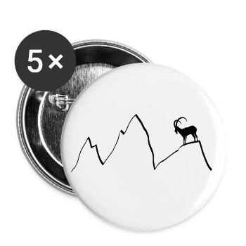 ibex capricorn mountains alps climbing goat sheep - Buttons large 2.2''/56 mm (5-pack) - white - Front