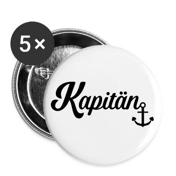 Für Skipper und Seebären: Kapitän-Print mit Anker - Buttons groß 56 mm (5er Pack) - Weiß - Vorne
