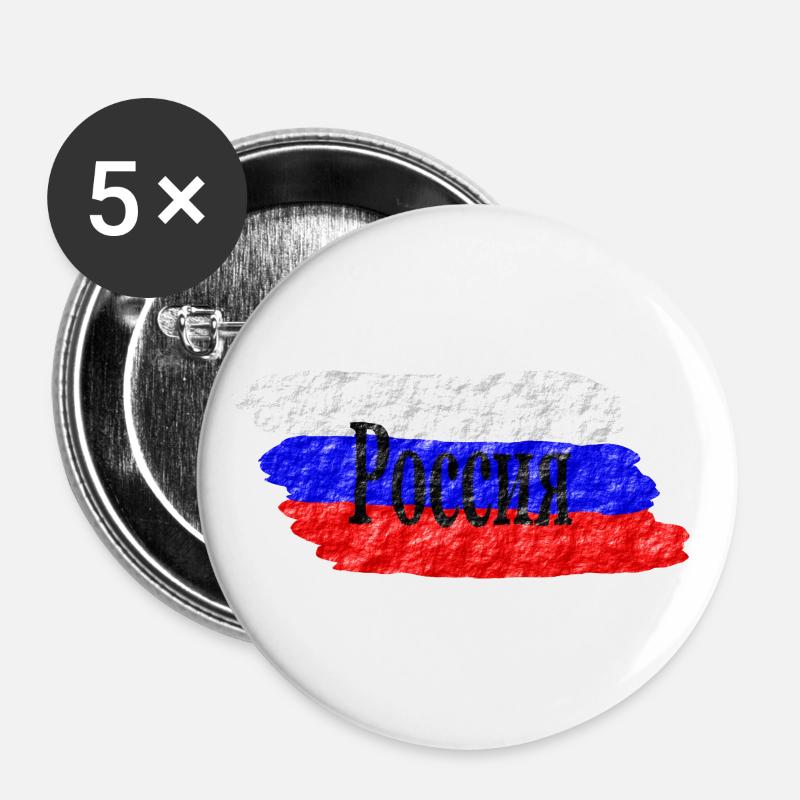 Россия Russland - Buttons groß 56 mm (5er Pack) - Weiß