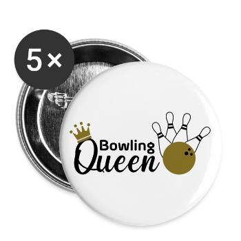 Bowling Queen - Lot de 5 grands badges (56 mm) - blanc - Devant