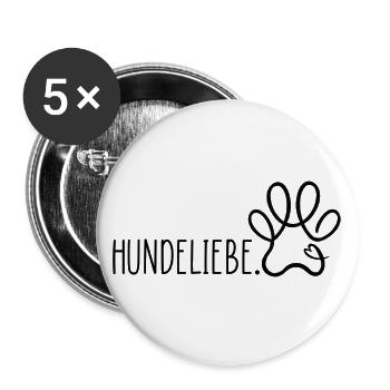 Hundeliebe Hund Haustier - Buttons groß 56 mm (5er Pack) - Weiß - Vorne