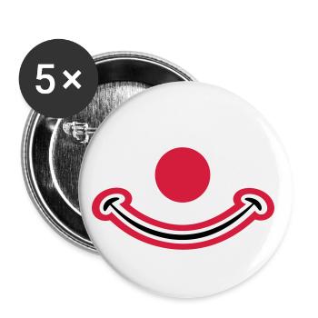 Clown face with red nose. Clown face - Buttons large 2.2''/56 mm (5-pack) - white - Front