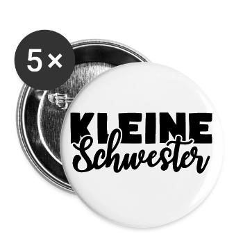 Kleine Schwester - Buttons groß 56 mm (5er Pack) - Weiß - Vorne