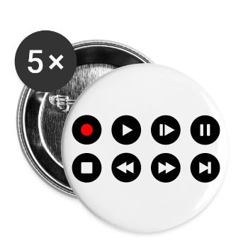 Musik Video Player Buttons Play Icons Symbole - Buttons groß 56 mm (5er Pack) - Weiß - Vorne