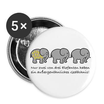 Elefant Gedächnis Spruch lustig - Buttons groß 56 mm (5er Pack) - Weiß - Vorne