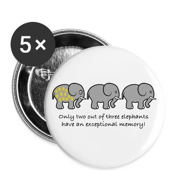 Elefant Gedächnis Spruch lustig - Buttons groß 56 mm (5er Pack) - Weiß - Vorne