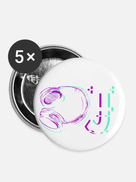 DJ Music Love - Buttons groß 56 mm (5er Pack) - Weiß