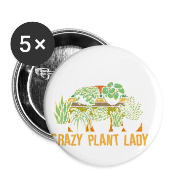 Crazy Plant Lady - Pflanzen - Buttons groß 56 mm (5er Pack) - Weiß - Vorne