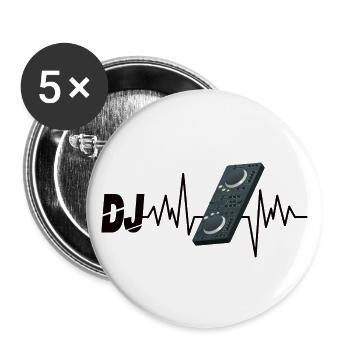 DJ Herzschlag - Buttons groß 56 mm (5er Pack) - Weiß - Vorne