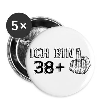 Lustiges Geburtstagsgeschenk Ich Bin 38 Mehr 1 - Buttons groß 56 mm (5er Pack) - Weiß - Vorne