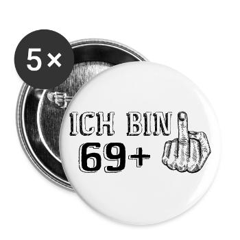 Drôle de cadeau d’anniversaire J’ai 69 ans Plus 1 - Lot de 5 grands badges (56 mm) - blanc - Devant