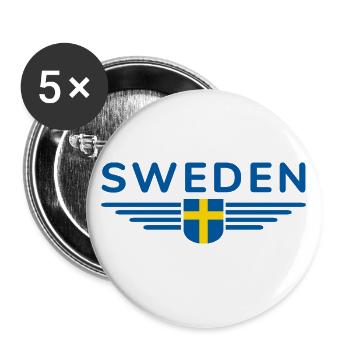 I Love Sweden, T-shirt de tenue design - Lot de 5 grands badges (56 mm) - blanc - Devant
