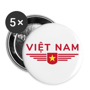 Fan du Vietnam, Tenue T Shirt Design - Lot de 5 grands badges (56 mm) - blanc - Devant