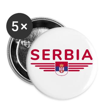 Design Serbie – Fierté et passion - Lot de 5 grands badges (56 mm) - blanc - Devant