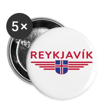 Reykjavík T-Shirt – City of the Northern Lights - Buttons large 2.2''/56 mm (5-pack) - white - Front