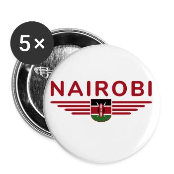 Nairobi Fans: T-Shirt für Kenia-Liebhaber - Buttons groß 56 mm (5er Pack) - Weiß - Vorne