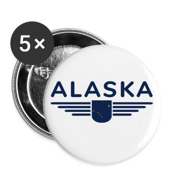 Alaska Fan T-Shirt – USA-Style - Buttons groß 56 mm (5er Pack) - Weiß - Vorne