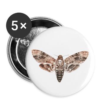 Night owls - skull moth - Buttons large 2.2''/56 mm (5-pack) - white - Front