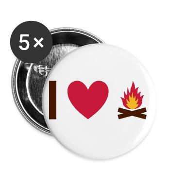 I love campfires - Buttons large 2.2''/56 mm (5-pack) - white - Front