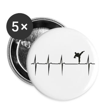mein herz schlägt für kampfsport - Buttons groß 56 mm (5er Pack) - Weiß - Vorne