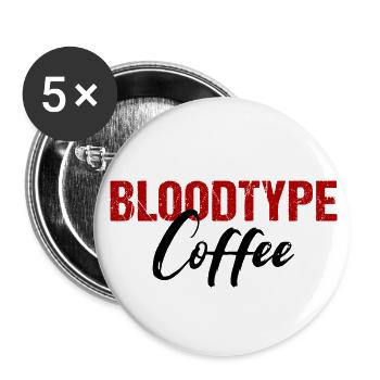 Bloodtype Coffee Kaffeeliebhaber - Buttons groß 56 mm (5er Pack) - Weiß - Vorne