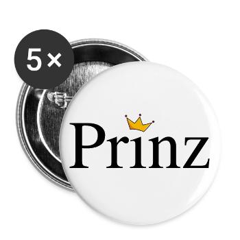 Prinz mit Krone - Buttons groß 56 mm (5er Pack) - Weiß - Vorne