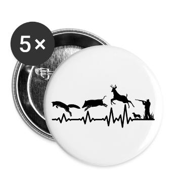 Herzschlag Jäger Jagd Puls | Farbe änderbar - Buttons groß 56 mm (5er Pack) - Weiß - Vorne