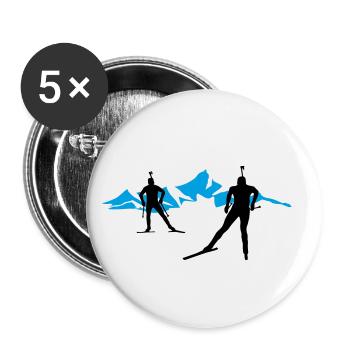 Biathlon, Cross-country skiing, Cross-country skiing, Mountains - Buttons large 2.2''/56 mm (5-pack) - white - Front