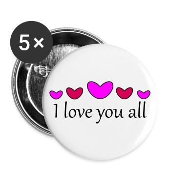 Je vous aime tous - Lot de 5 grands badges (56 mm) - blanc - Devant