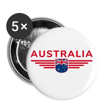Canberra Australien T-Shirt für Fans und Liebhaber - Buttons groß 56 mm (5er Pack) - Weiß - Vorne