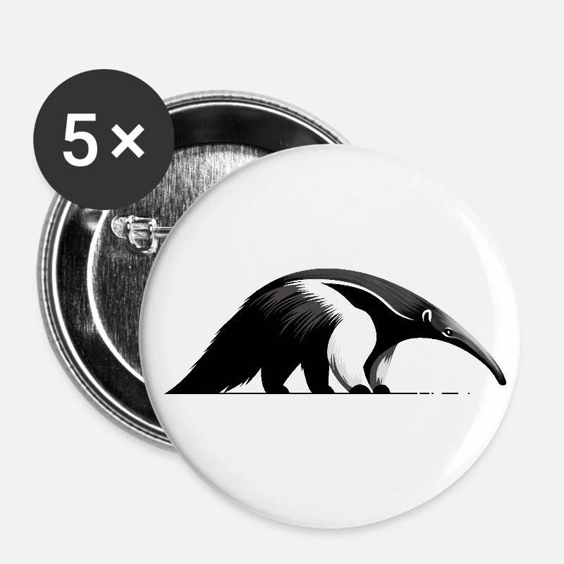 Ameisenbär - Buttons groß 56 mm (5er Pack) - Weiß