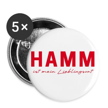 Hamm T-Shirt – Your city, your style! - Buttons large 2.2''/56 mm (5-pack) - white - Front