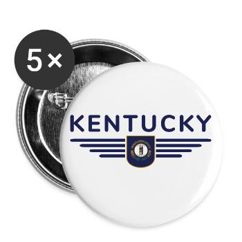 Kentucky Fan T-Shirt – Stolz zeigen! - Buttons groß 56 mm (5er Pack) - Weiß - Vorne
