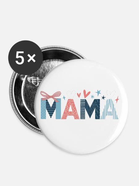Mama - Buttons groß 56 mm (5er Pack) - Weiß