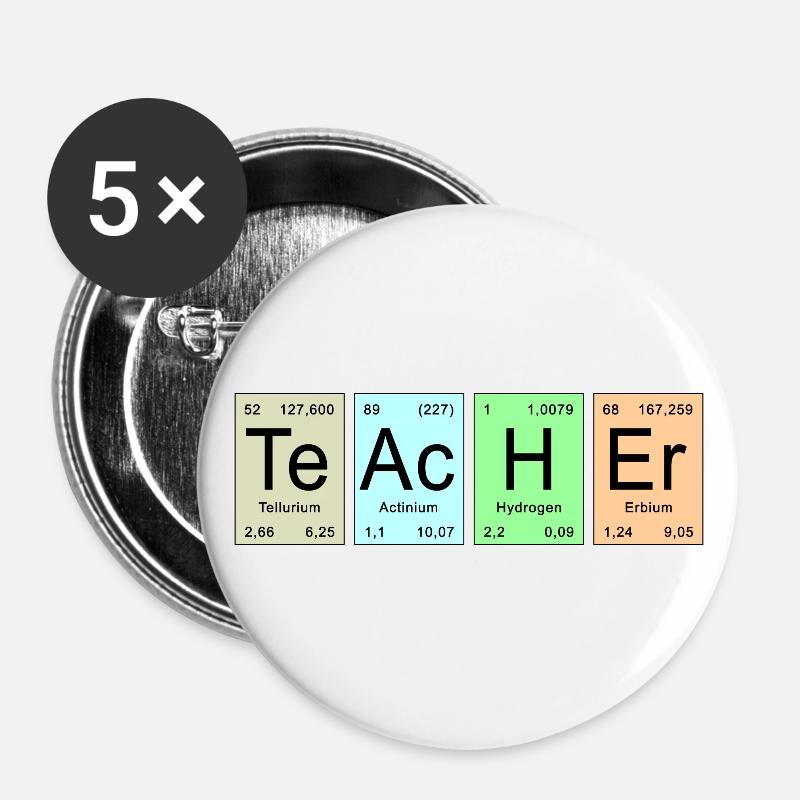 Periodic Table - TeAcHEr - Buttons large 2.2''/56 mm (5-pack) - white