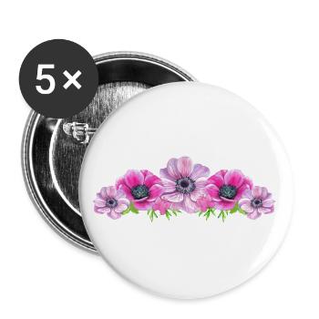 Anemone Blumen Blume pink Schmetterling Floristin - Buttons groß 56 mm (5er Pack) - Weiß - Vorne