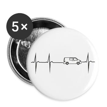 mon cœur bat pour le camping-car - Lot de 5 grands badges (56 mm) - blanc - Devant